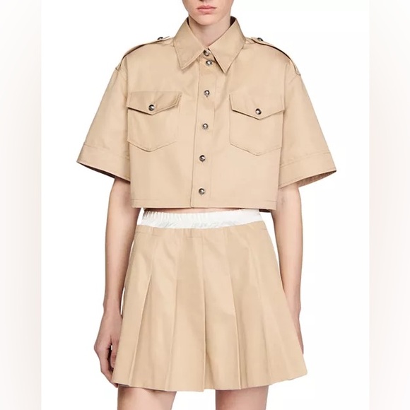 SANDRO Indiana Cropped Shirt. NEW WITH TAGS! - Picture 1 of 11